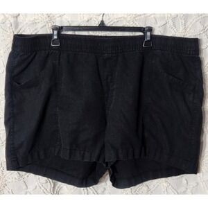 Old Navy Women Linen Shorts Size XXL Black Classic Neutral Beach Vacation Pullon